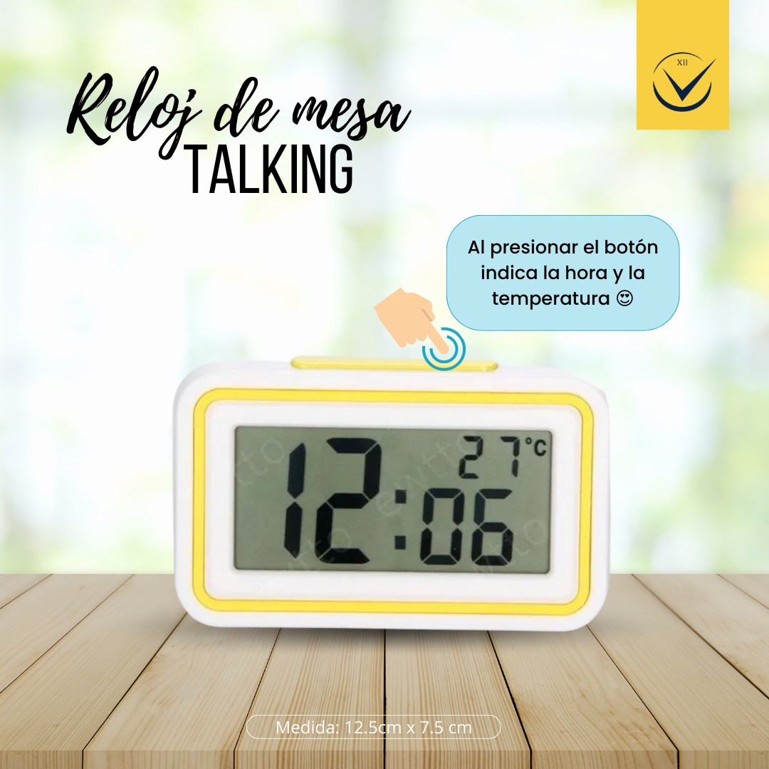 Reloj de mesa digital hablador
