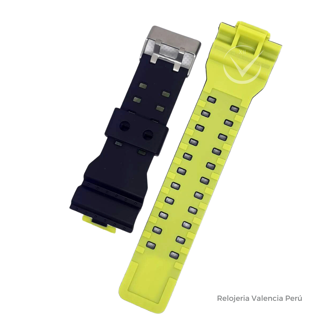 Correa Casio G shock Ga110 Negro con Verde Relojeria Valencia Peru