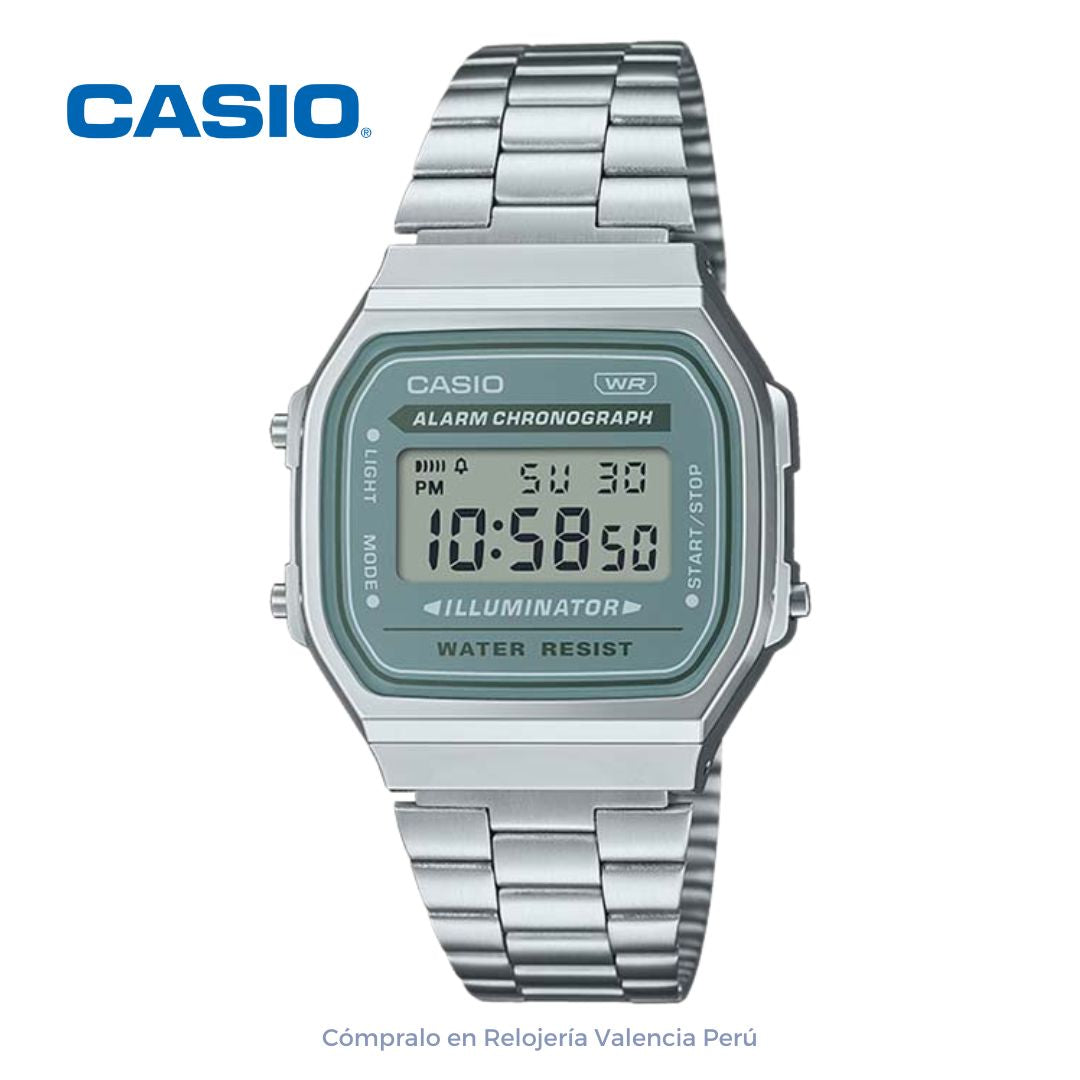 Reloj Casio Vintage A168WA-3A Plateado Illuminator Edición Limitada