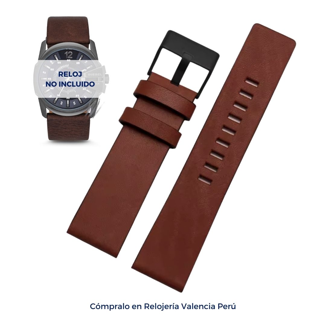 Correa para reloj Diesel Cuero Marrón Oscuro Liso 26mm
