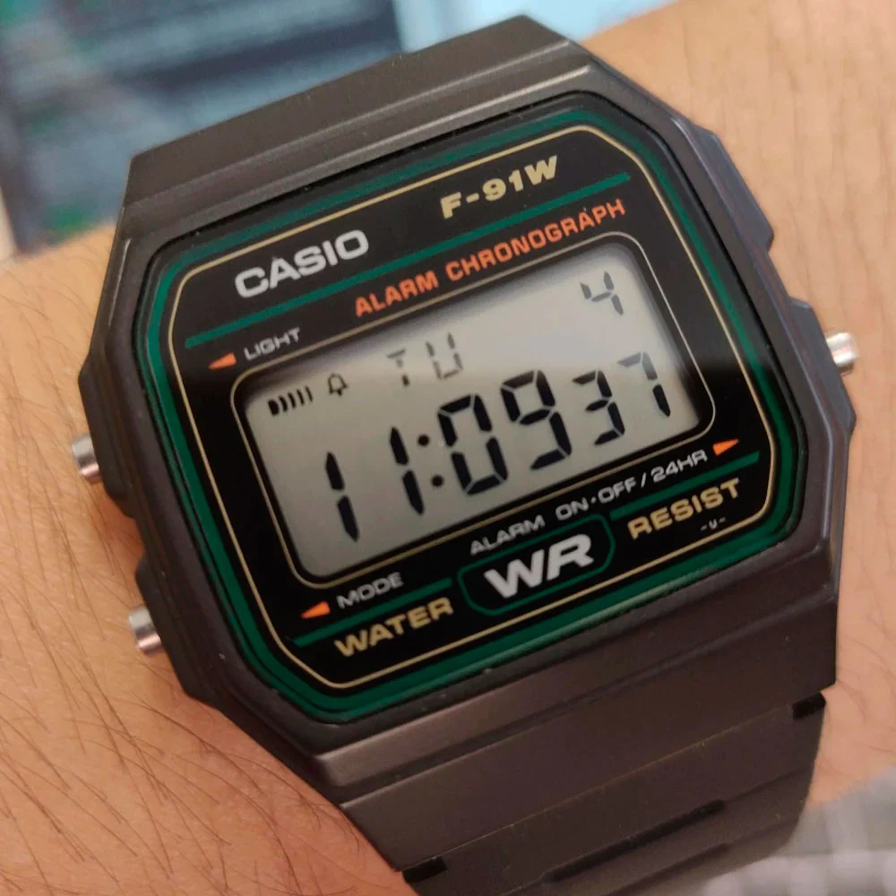 Reloj Casio Unisex F-91W-3DG Línea Verde