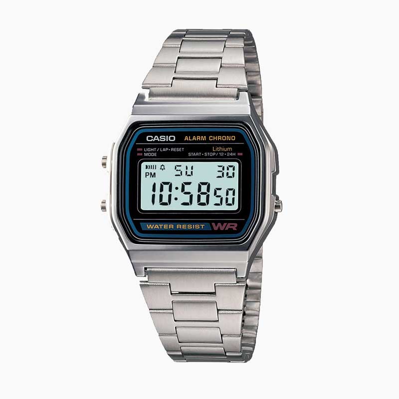 Reloj Casio Vintage A158WA 1DF Azul Plateado Relojeria Valencia Peru