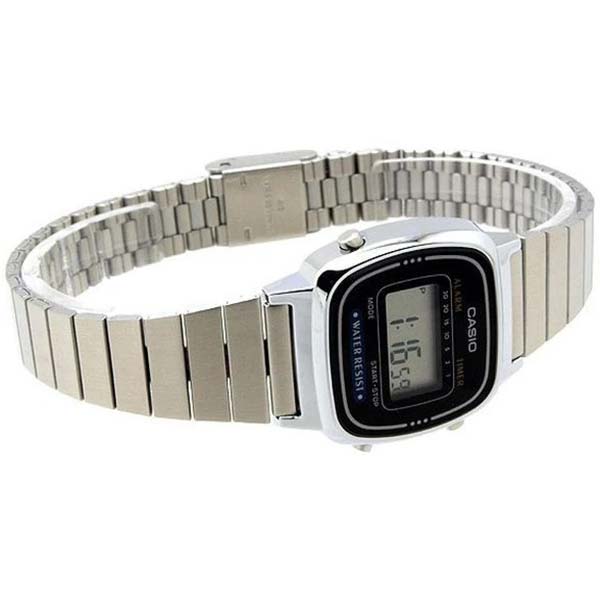 Reloj Casio Vintage LA670WA-1DF Mujer Plateado Fondo Negro
