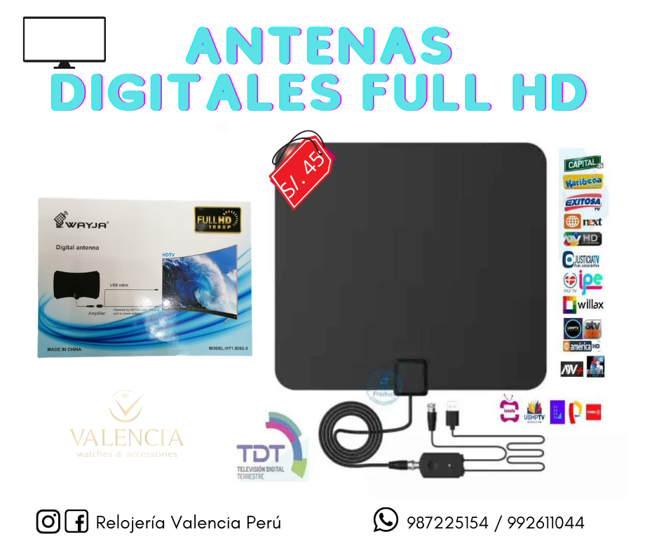 Antena Digital Ultra Plano + Amplificador para TV Smart