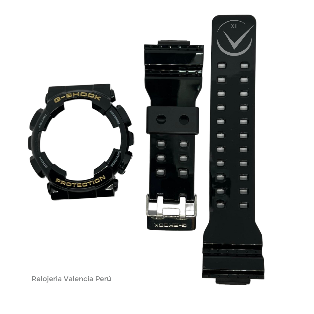 Carcasa + correa Negro Brillo para G-Shock GA-100GB / GA-110GB