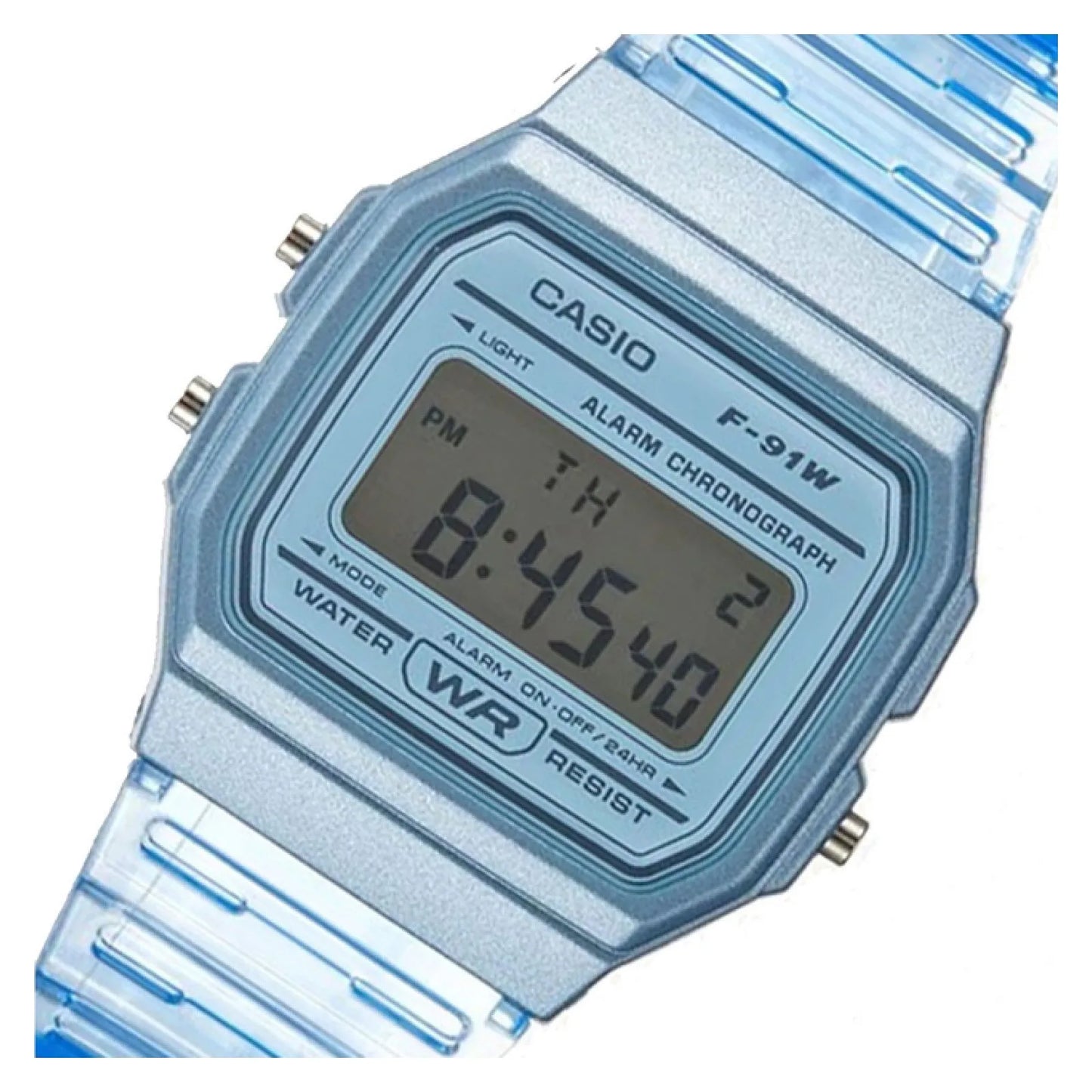 Reloj Casio F-91WS-2D Unisex Celeste Transparente