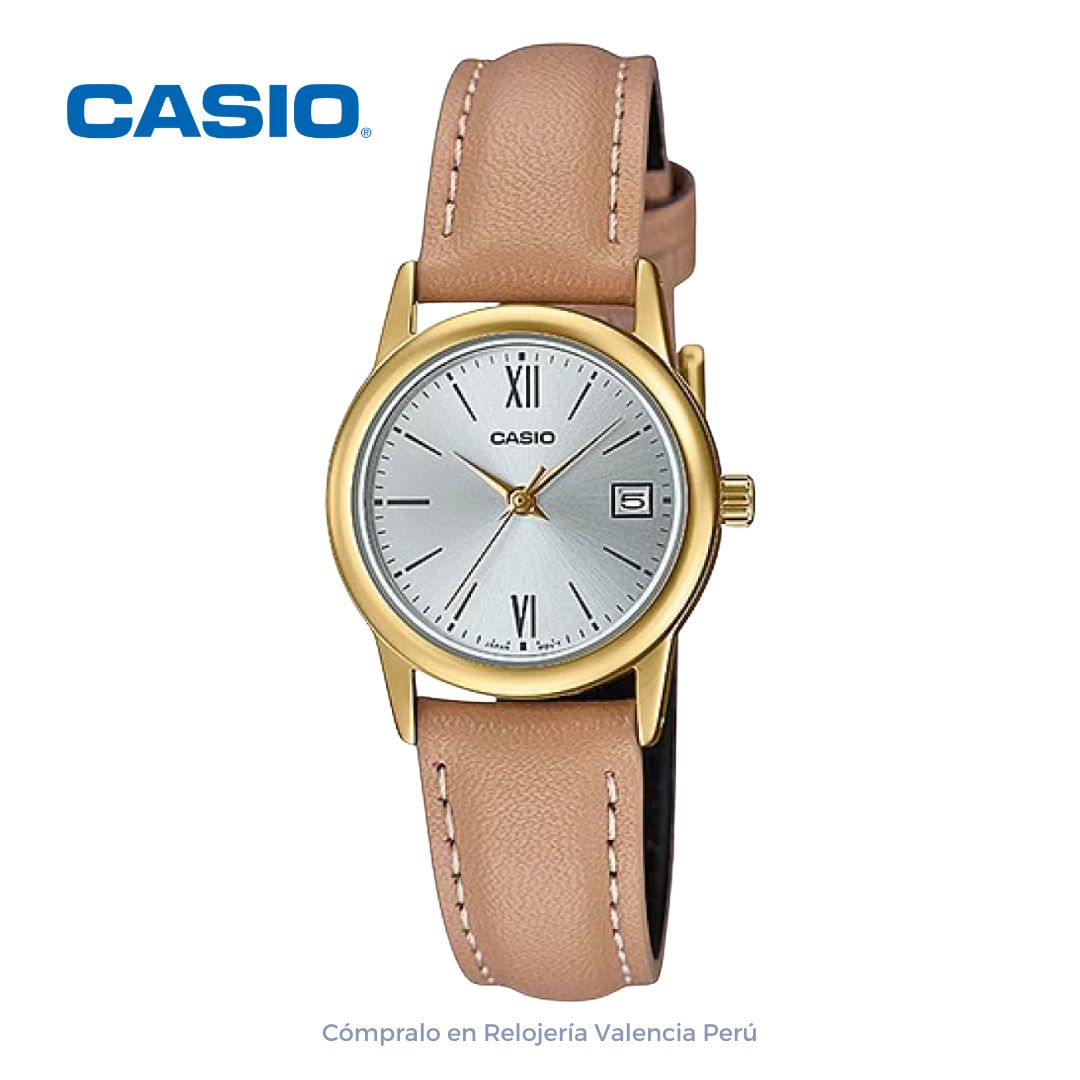 Reloj Casio Mujer LTP-V002GL-7B3 Vintage Correa de Cuero Marrón