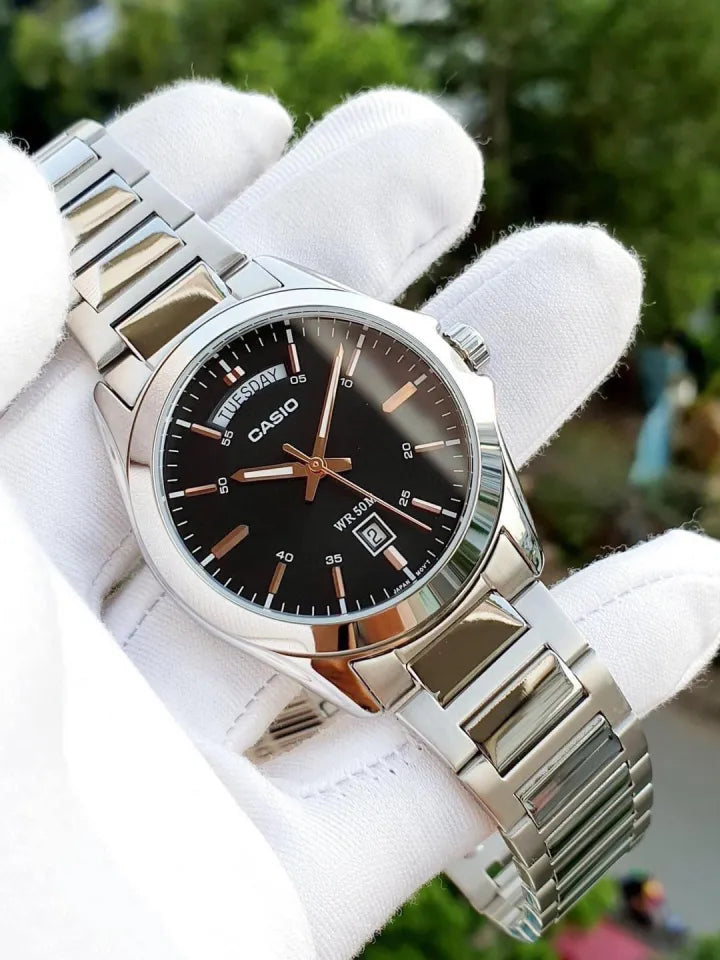 Reloj Hombre Casio MTP-1370D-1A Negro Acero