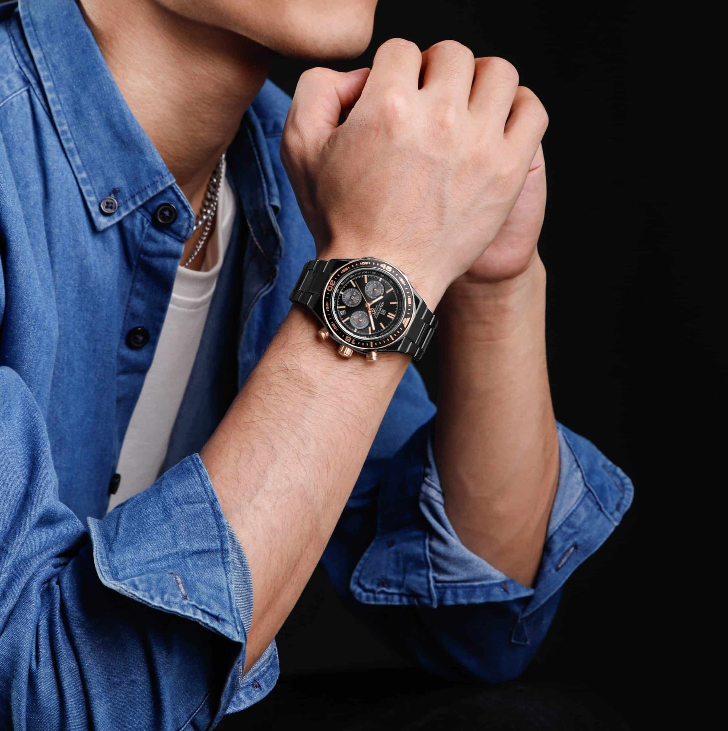 Reloj Naviforce Hombre NF8049 Cronógrafo Negro con Oro Rosa