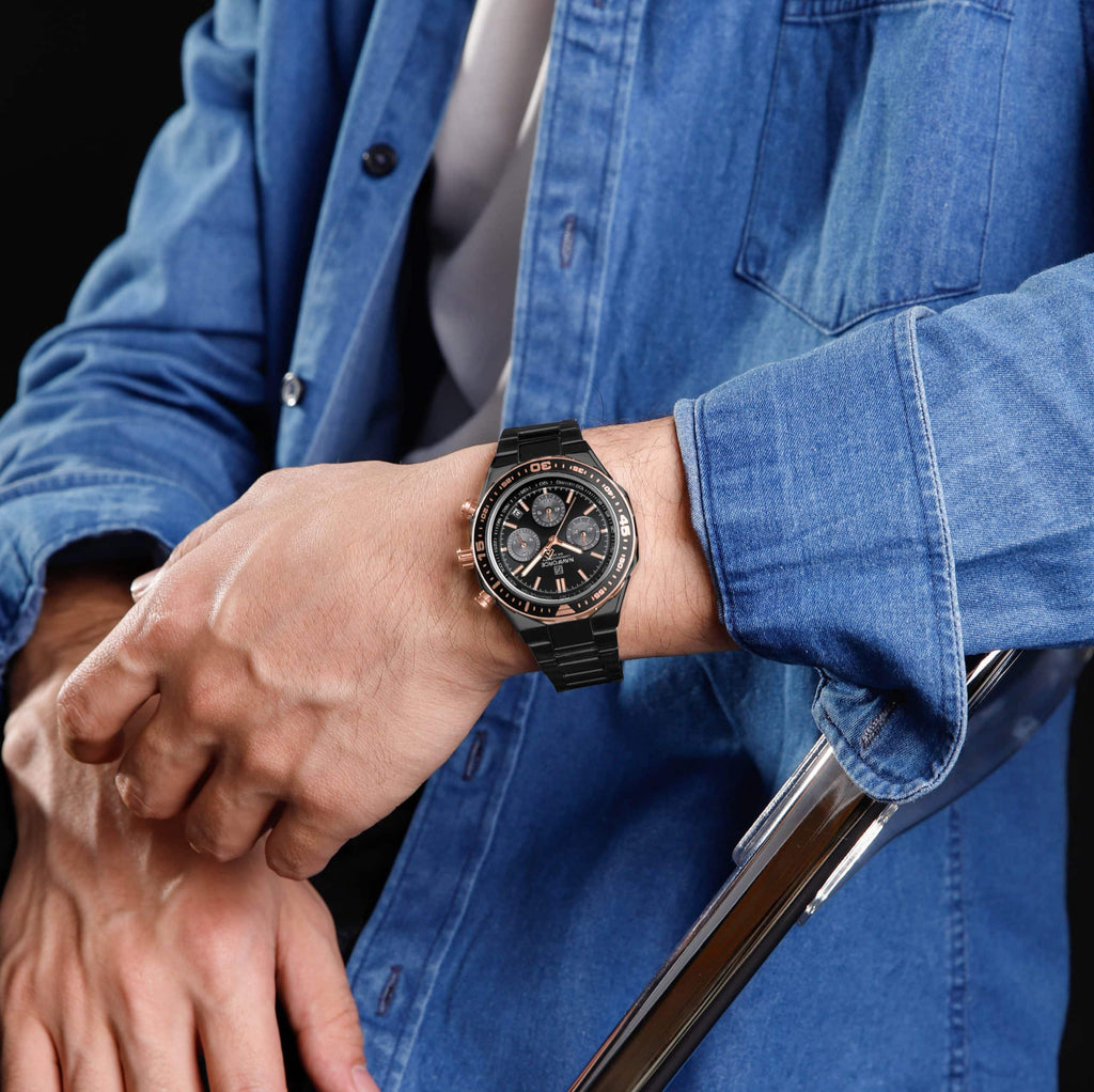 Reloj Naviforce Hombre NF8049 Cronógrafo Negro con Oro Rosa