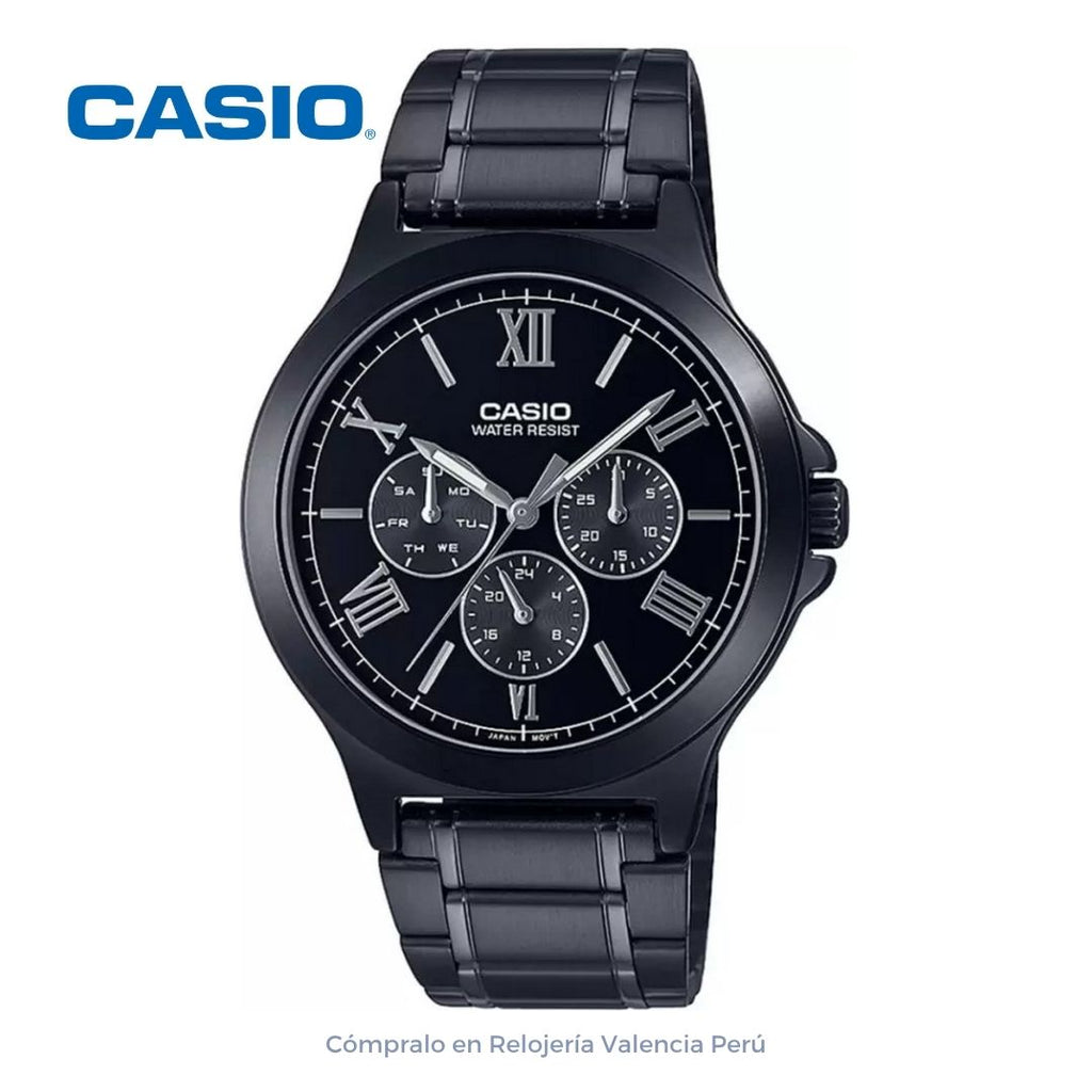 Reloj Casio Hombre MTP-V300B-1A Multifunción Acero Negro