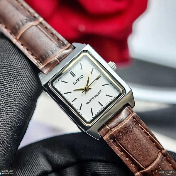 Reloj Casio Mujer LTP-V007L-7E2 Cuadrado Cuero Marrón Clásico