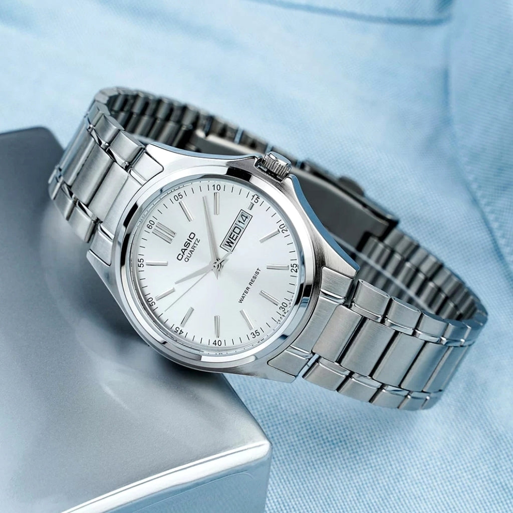 Reloj Casio MTP-1239D-7A Plateado Doble Fechador