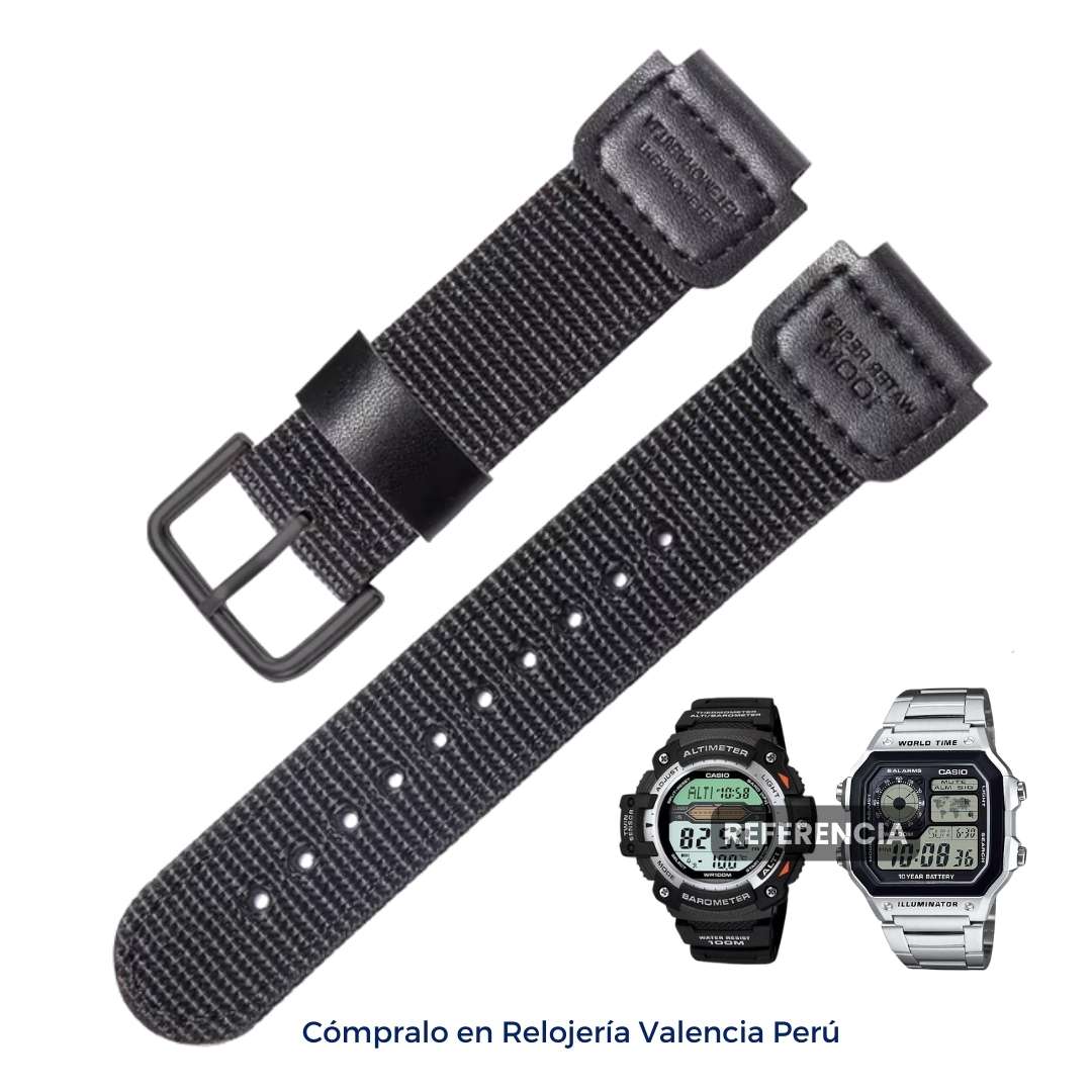 Correa para Reloj Nylon con Cuero para Casio AE-1000W, AE-1200WH y más