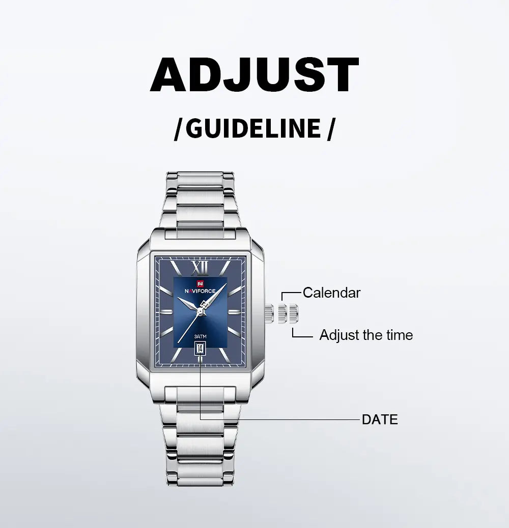Reloj Naviforce Hombre NF9251G Rectangular Plateado Fondo Azul