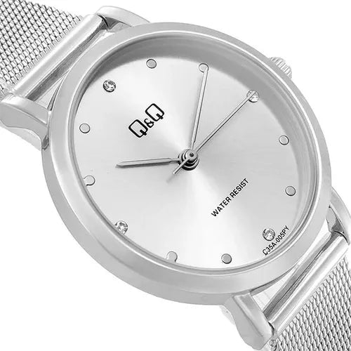 Reloj Q&Q Mujer C35A-005PY Malla Plateado Elegante