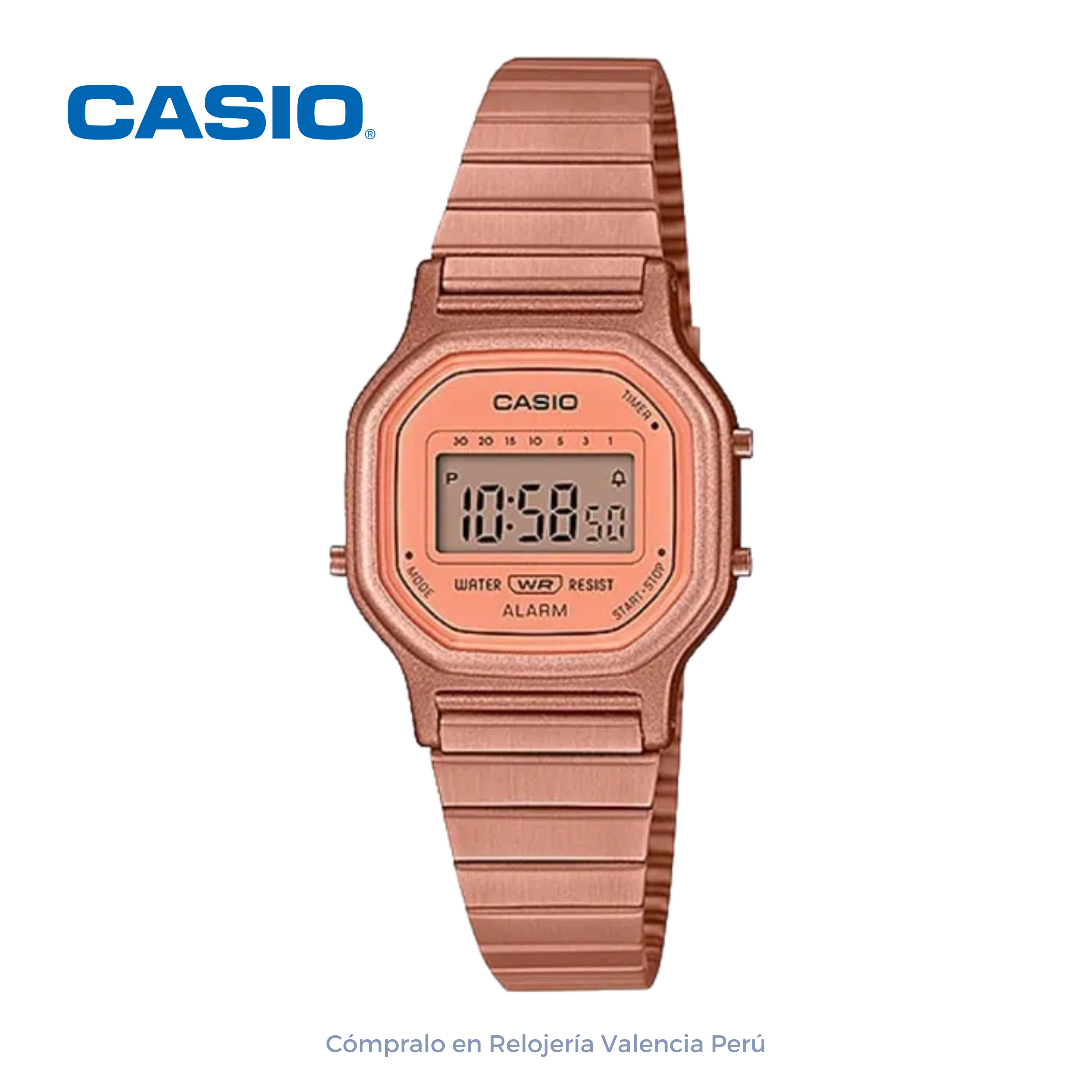 Reloj Casio Mujer LA-11WR-5ADF Mini Oro Rosa Digital