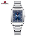 Reloj Naviforce Hombre NF9251G Rectangular Plateado Fondo Azul