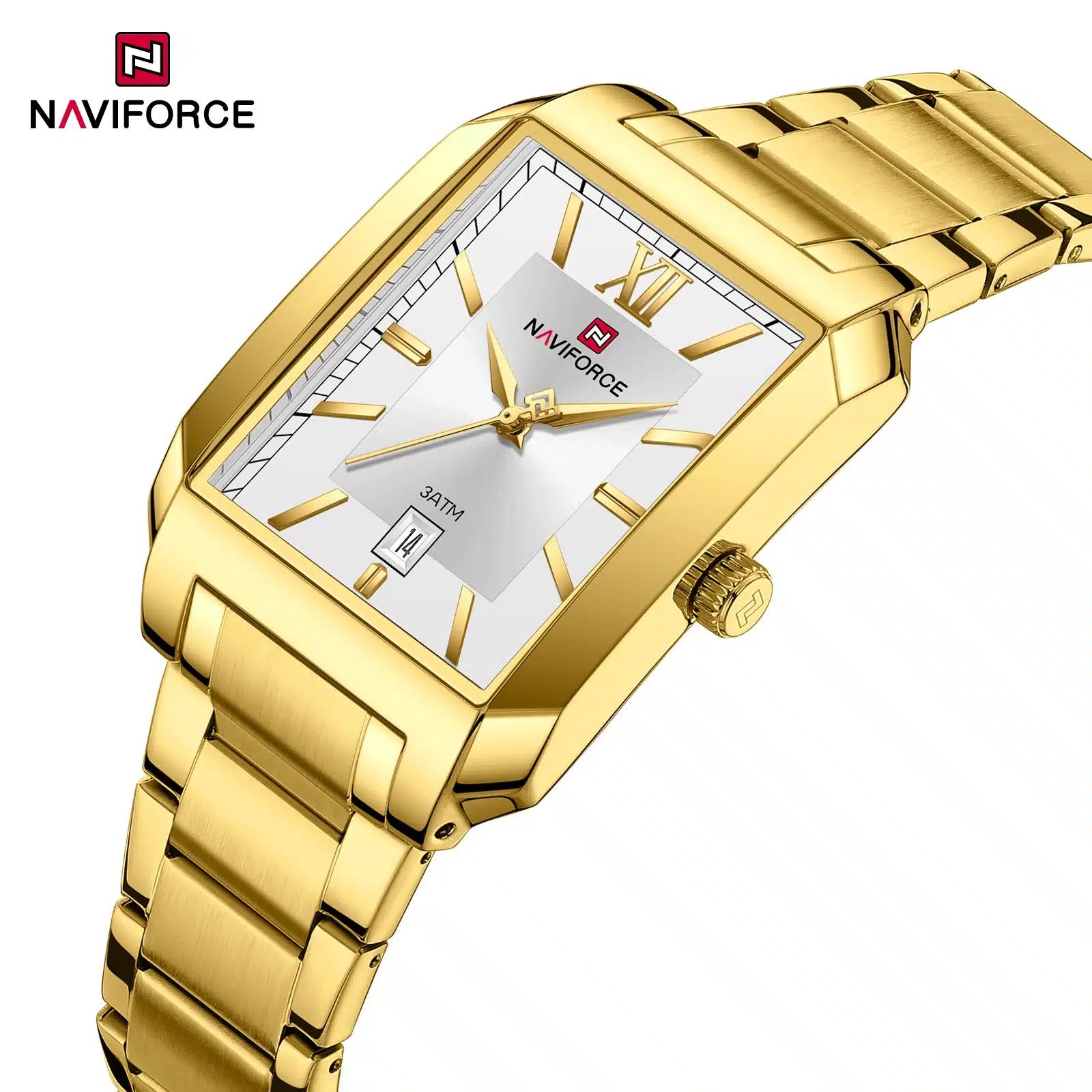 Reloj Naviforce Hombre NF9251G Rectangular Dorado Esfera Clara