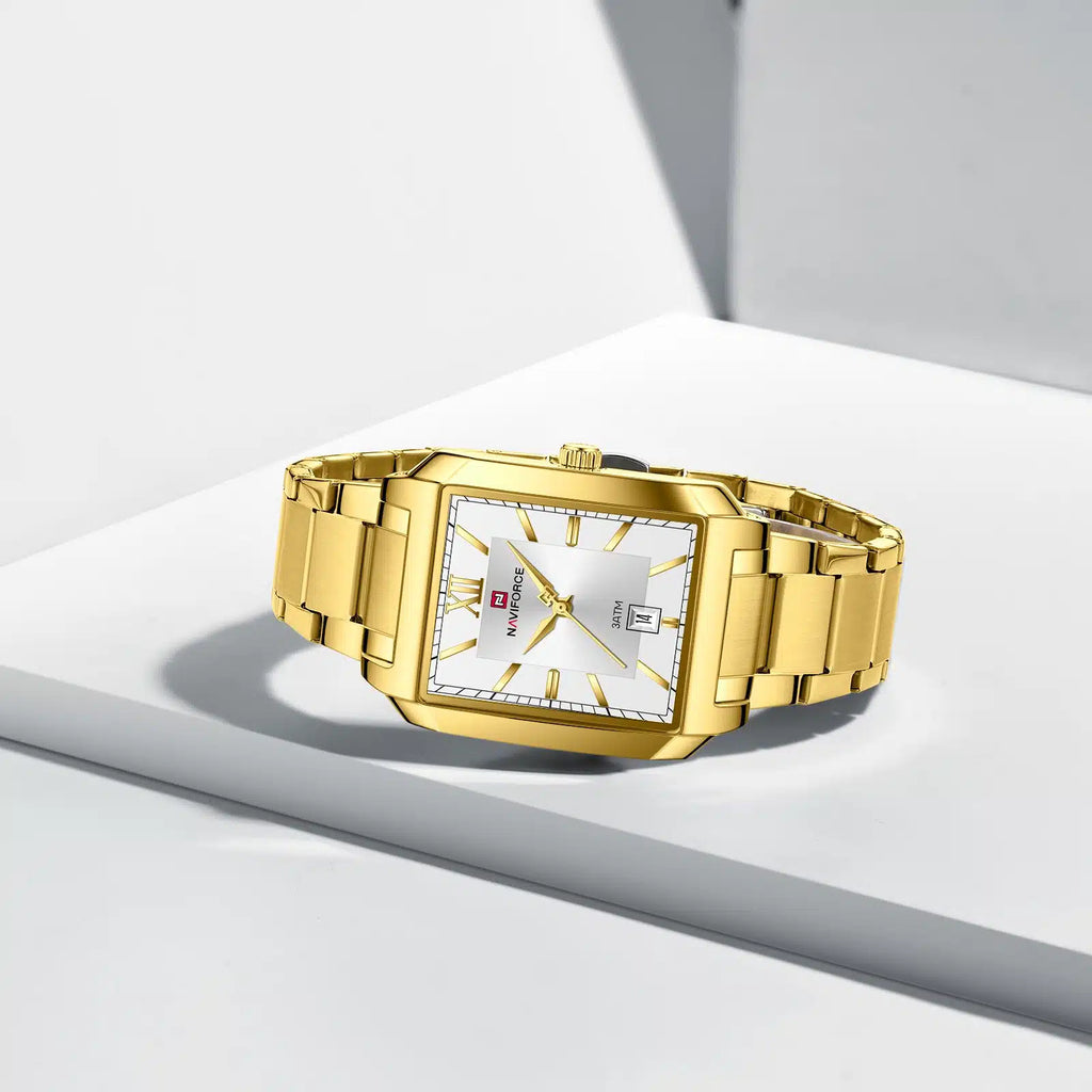 Reloj Naviforce Hombre NF9251G Rectangular Dorado Esfera Clara
