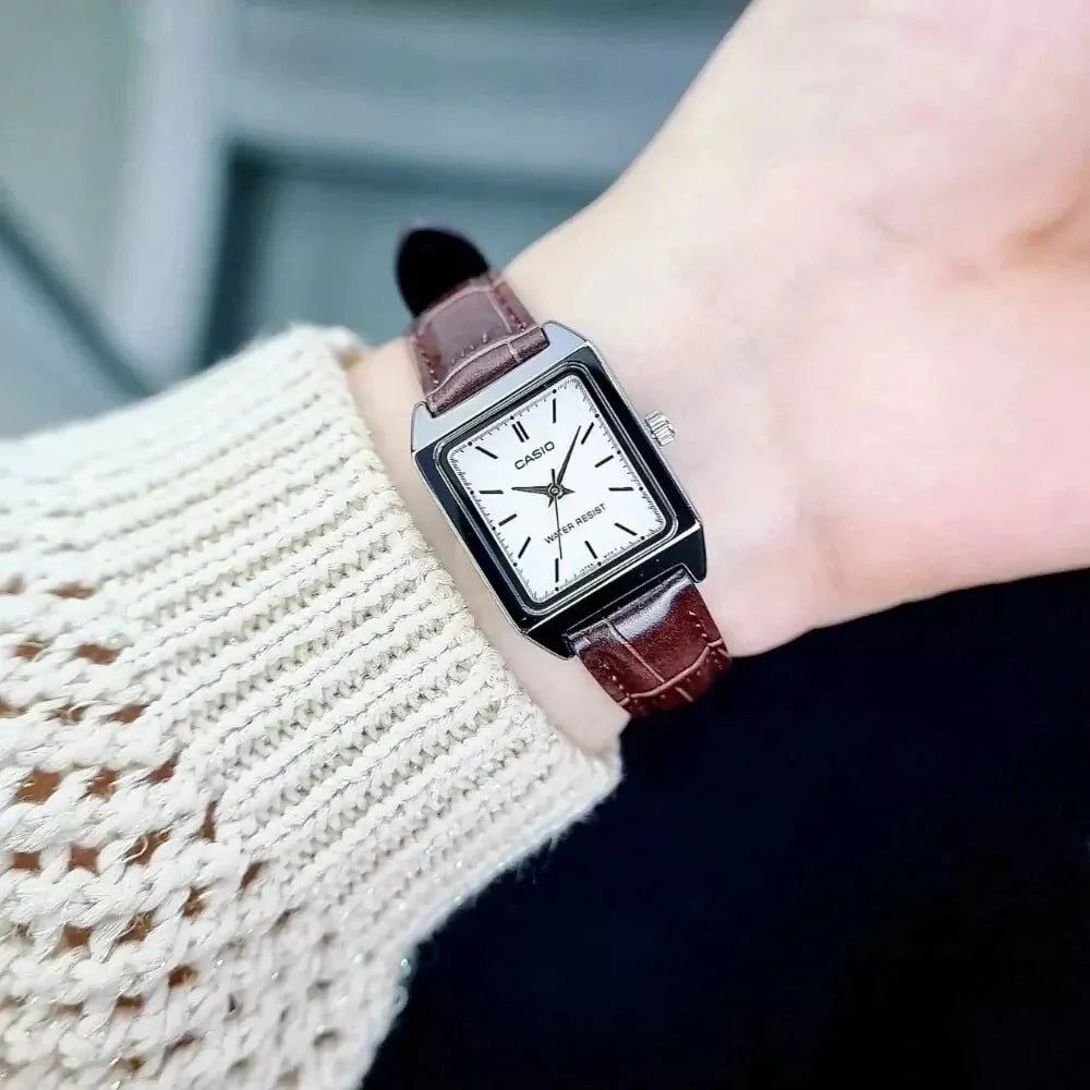 Reloj Casio Mujer LTP-V007L-7E2 Cuadrado Cuero Marrón Clásico