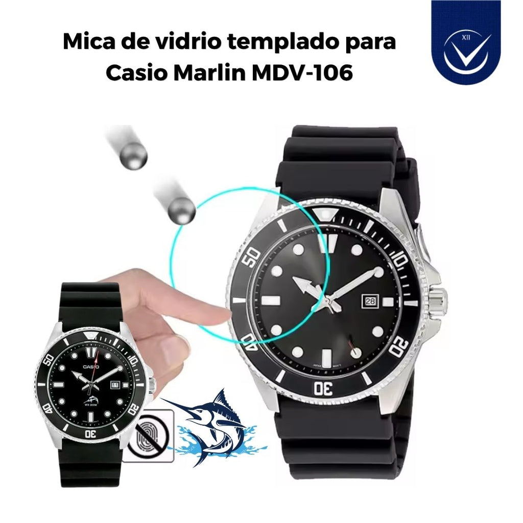 Mica Antigolpe y Rayadura para Cristal de Casio Marlin MDV-106