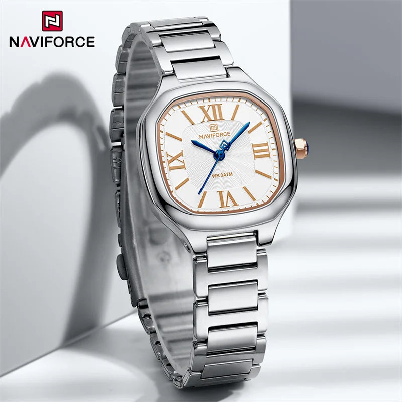 Reloj de mujer Naviforce NF5042 - Plateado con beige
