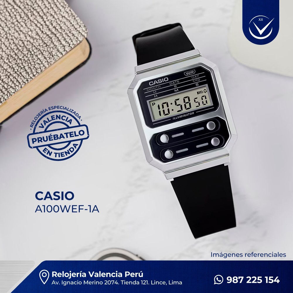 Reloj Casio A100WEF-1ADF Digital Vintage Hombre / Unisex Negro