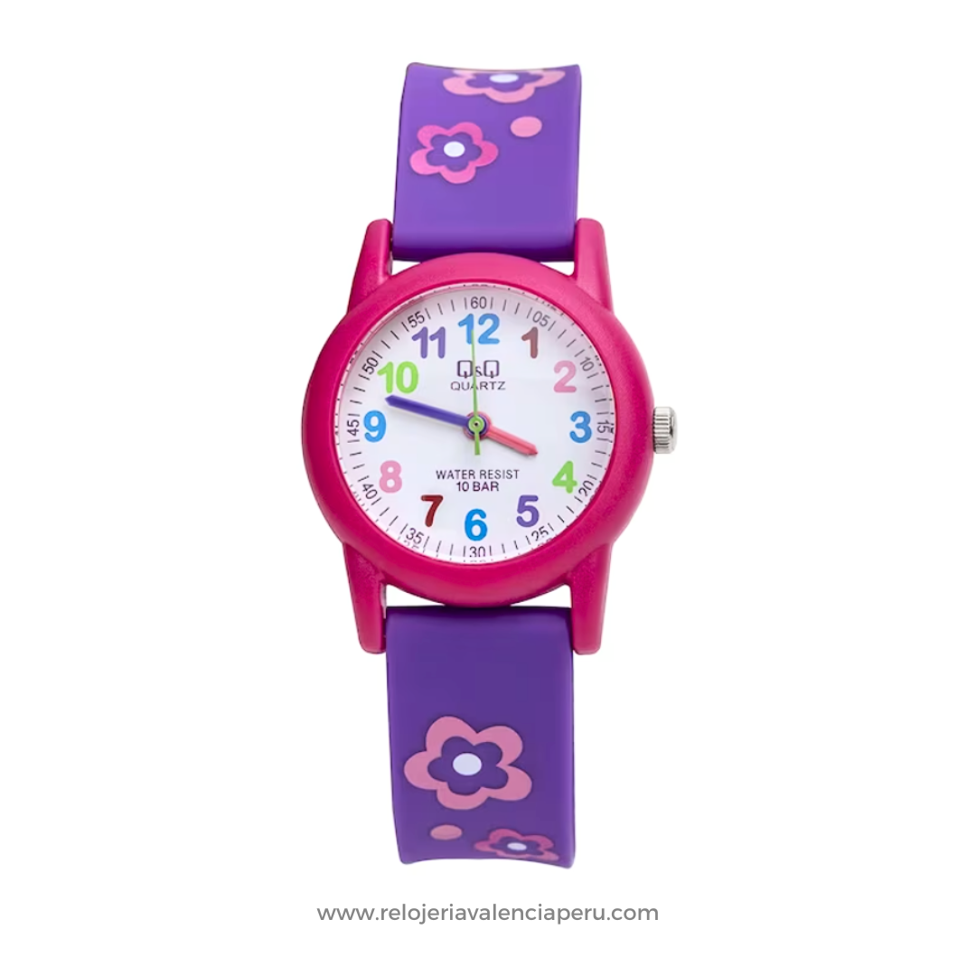 Reloj Q&Q Niña VR99J001Y Rosado con Flores