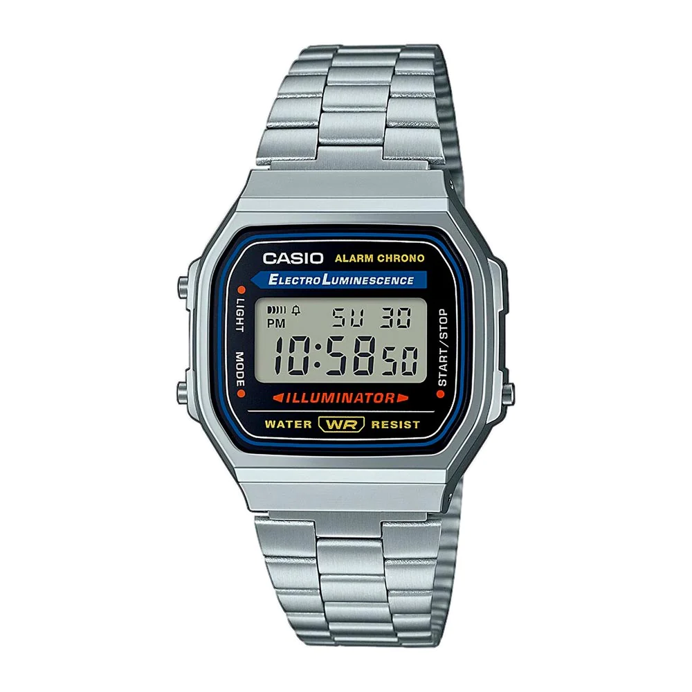 Reloj Casio Vintage A168WA Plateado Illuminator