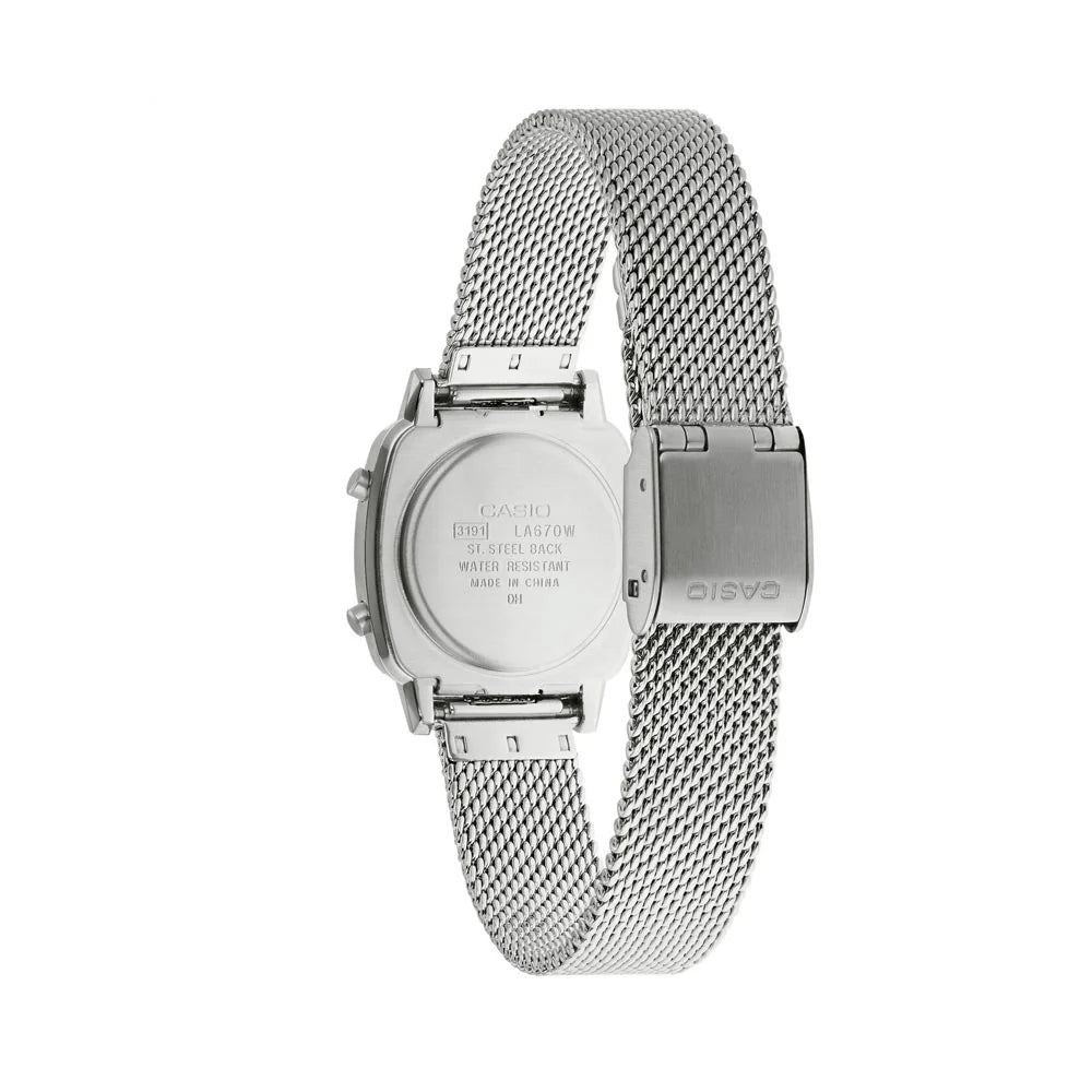 Reloj Casio Mujer LA670WEM-7DF Plateado Malla Retro