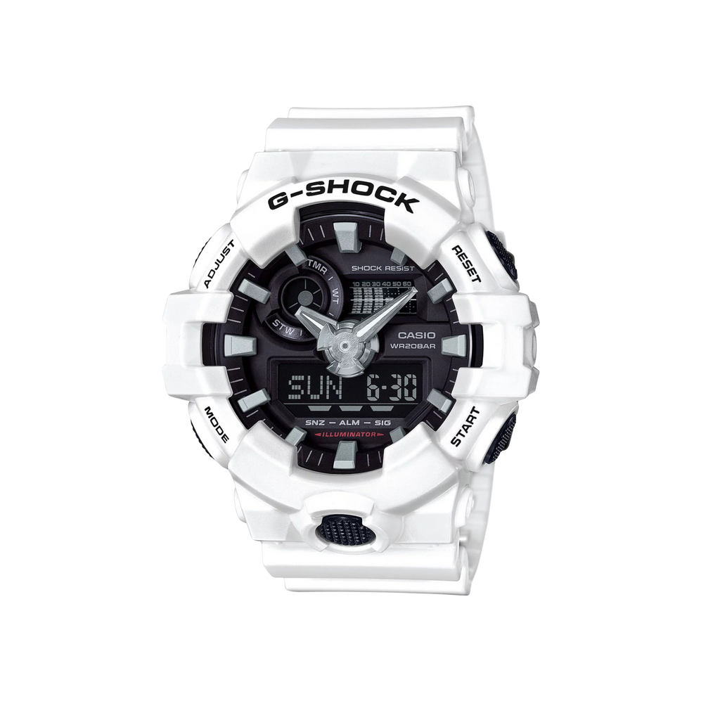 Reloj Casio G-Shock Hombre GA-700-7A Anadigi Blanco Resistente a Impactos