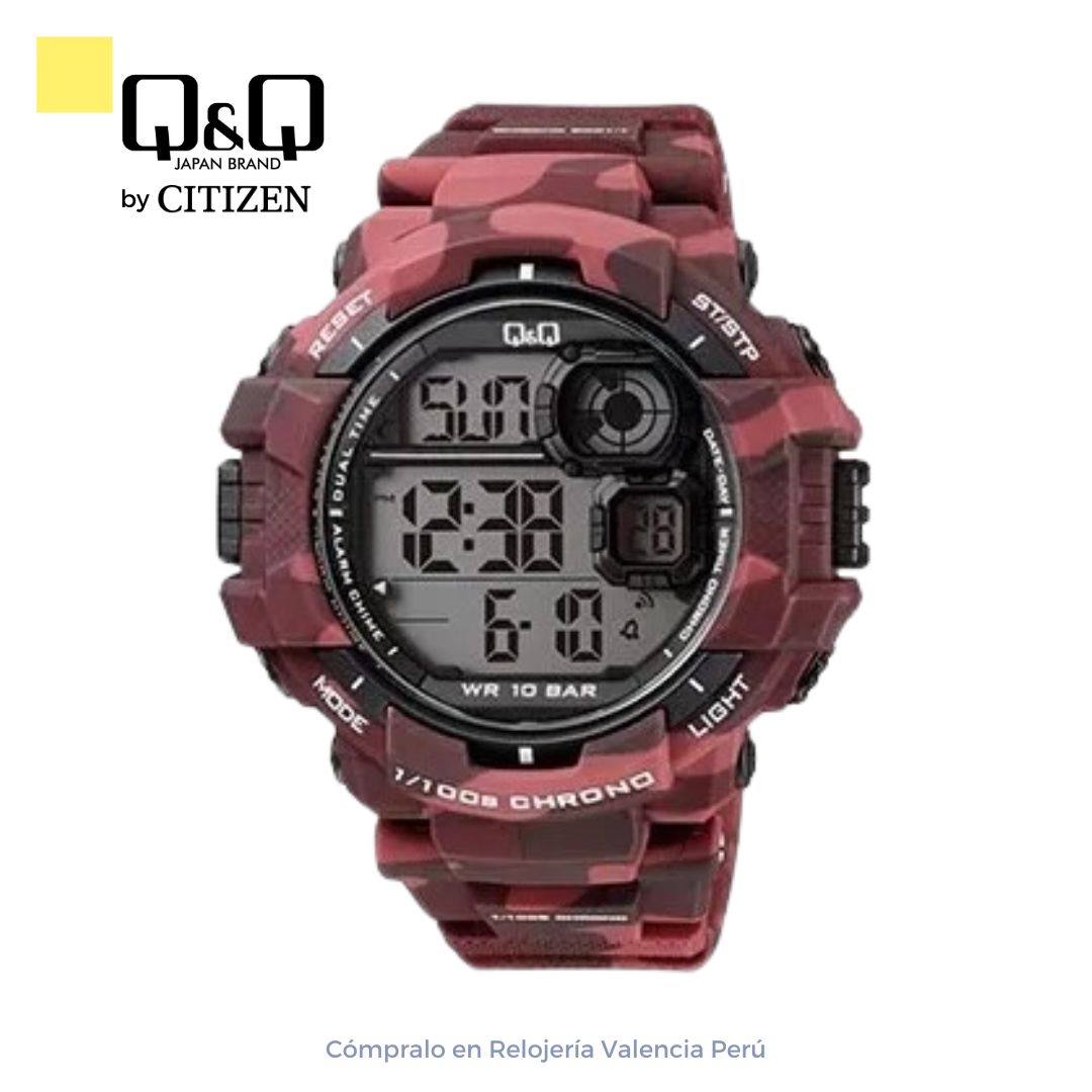 Reloj Q&Q Hombre M143J005Y Camuflado Rojo Digital Acuático