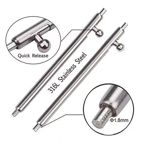 Pasadores de Acero Liberación Rápida para Correas de Reloj Quick Release (20mm, 22mm, 24mm) x 2 unds.