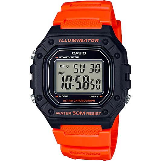Reloj Casio Digital Hombre W-218H-4B2 Naranja Negro