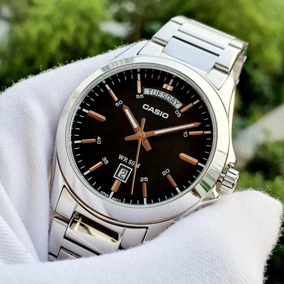 Reloj Hombre Casio MTP-1370D-1A Negro Acero