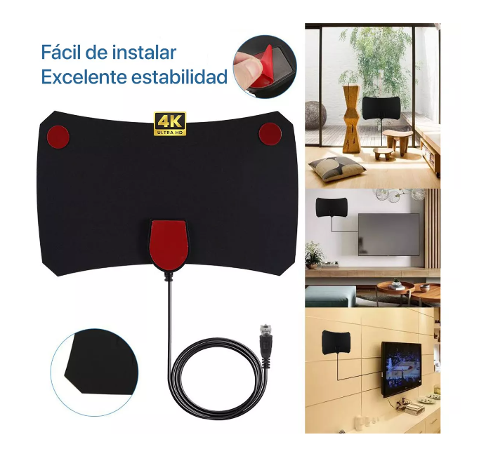 Antena Digital Ultra Plano + Amplificador para TV Smart