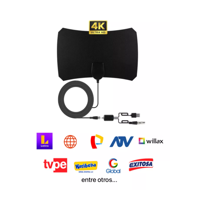 Antena Digital Ultra Plano + Amplificador para TV Smart