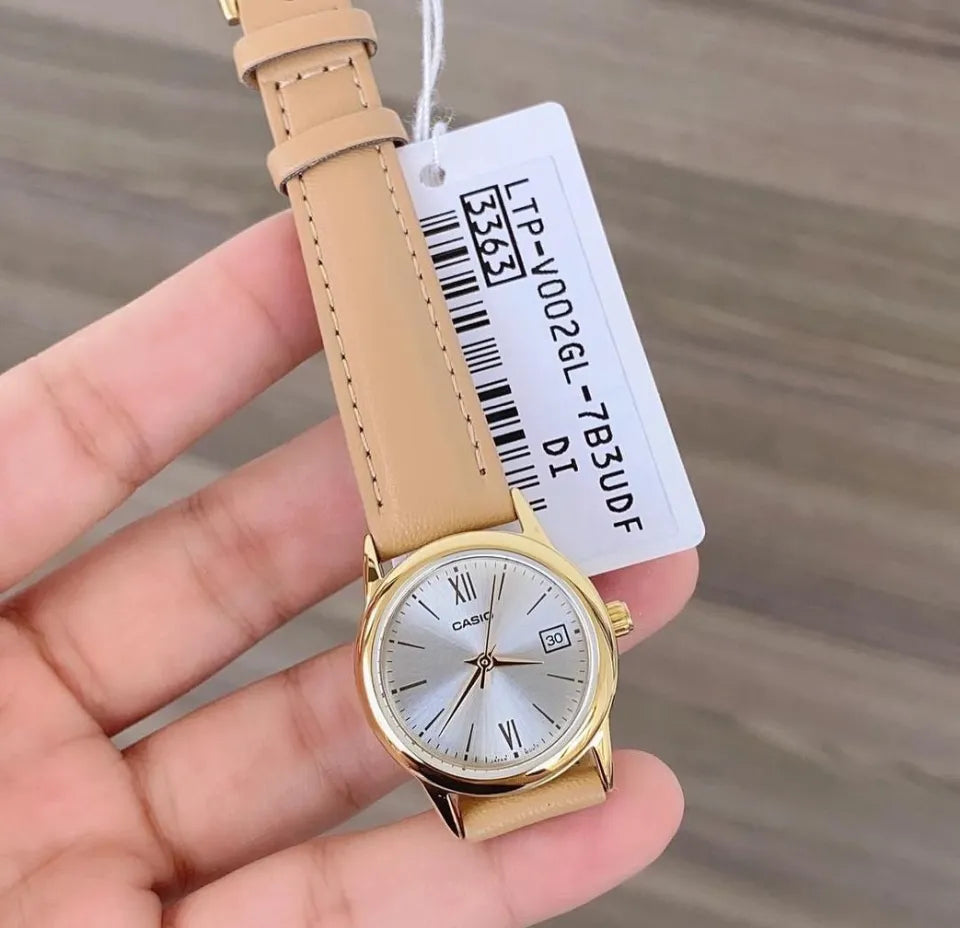 Reloj Casio Mujer LTP-V002GL-7B3 Vintage Correa de Cuero Marrón