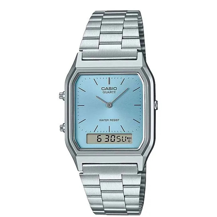 Reloj Unisex Casio AQ-230A-2A1 Celeste Metal Digital Análogo