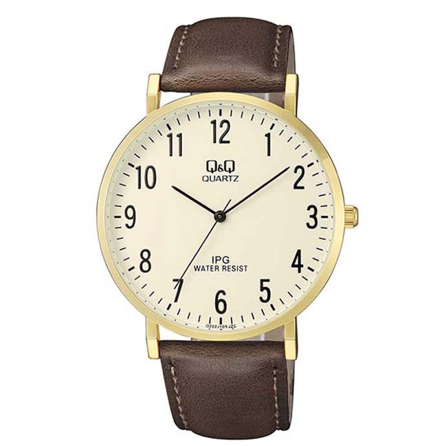 Reloj Q&Q Hombre QZ02J103Y Cuero Marrón Casual Elegante