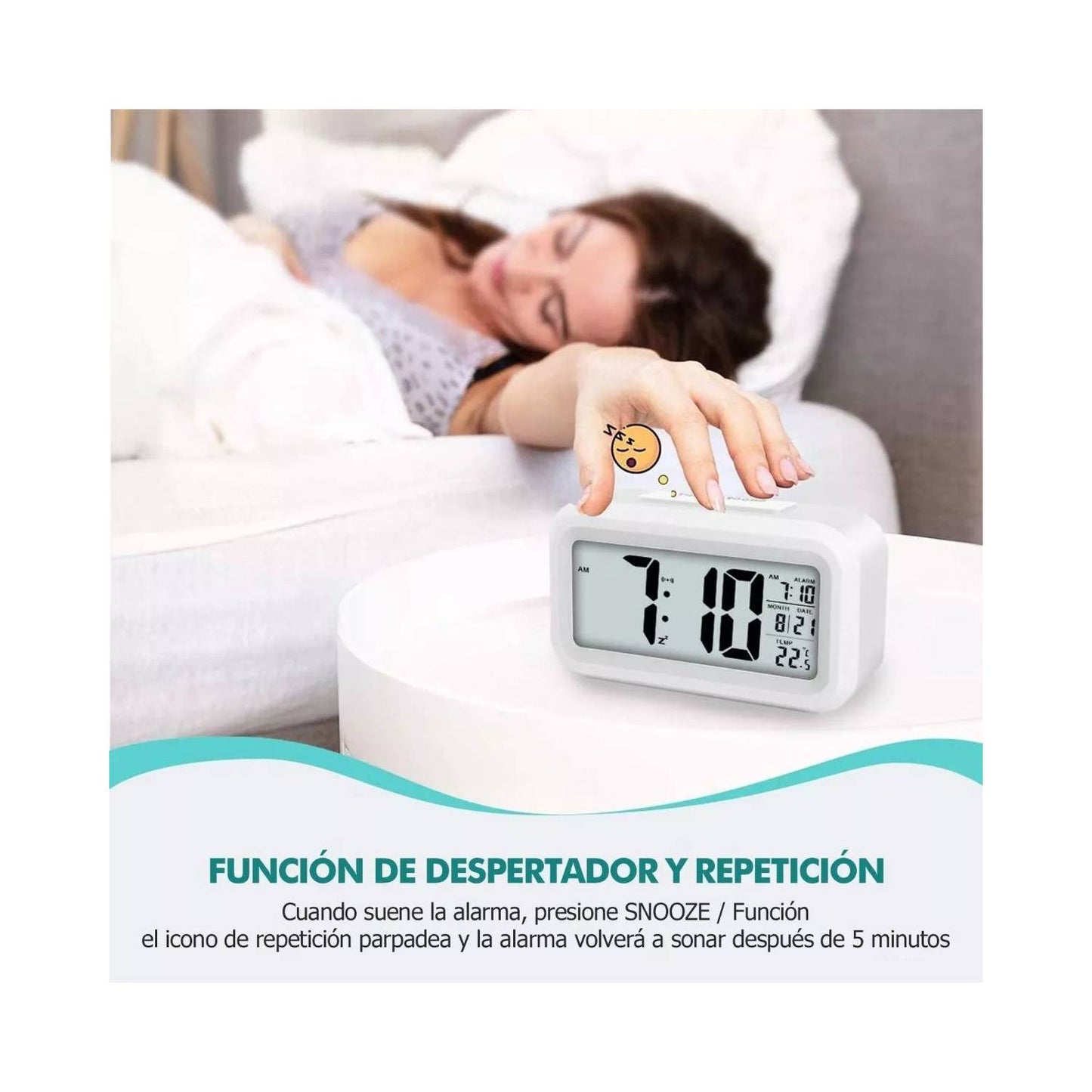 Reloj Digital con Luz Alarma Fecha y Temperatura