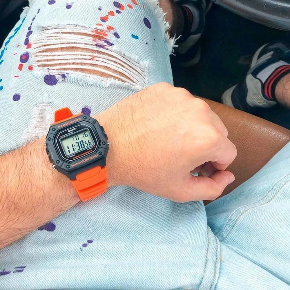 Reloj Casio Digital Hombre W-218H-4B2 Naranja Negro