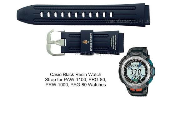 Correa Casio Original Reloj PAG-80, PAW-1100, PRG-80 Negro