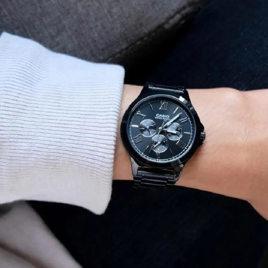 Reloj Casio Hombre MTP-V300B-1A Multifunción Acero Negro