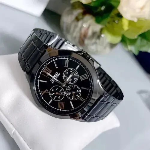 Reloj Casio Hombre MTP-V300B-1A Multifunción Acero Negro
