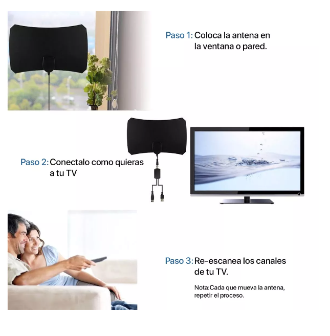 Antena Digital Ultra Plano + Amplificador para TV Smart