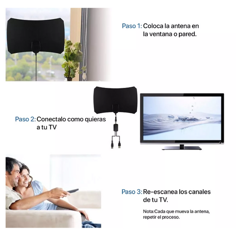 Antena Digital Ultra Plano + Amplificador para TV Smart