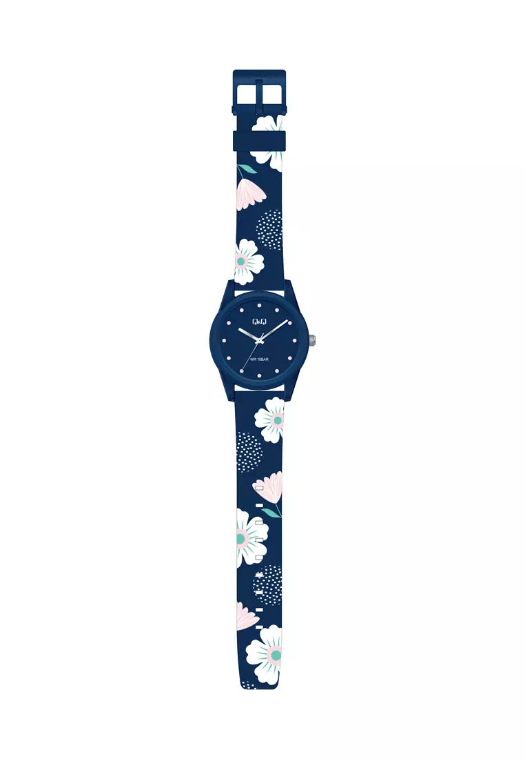 Reloj Q&Q Mujer V08A-003VY Diseño Floral Azul