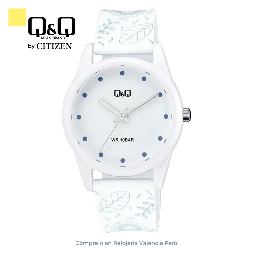 Reloj Q&Q Mujer V08A-001VY Diseño Floral Blanco